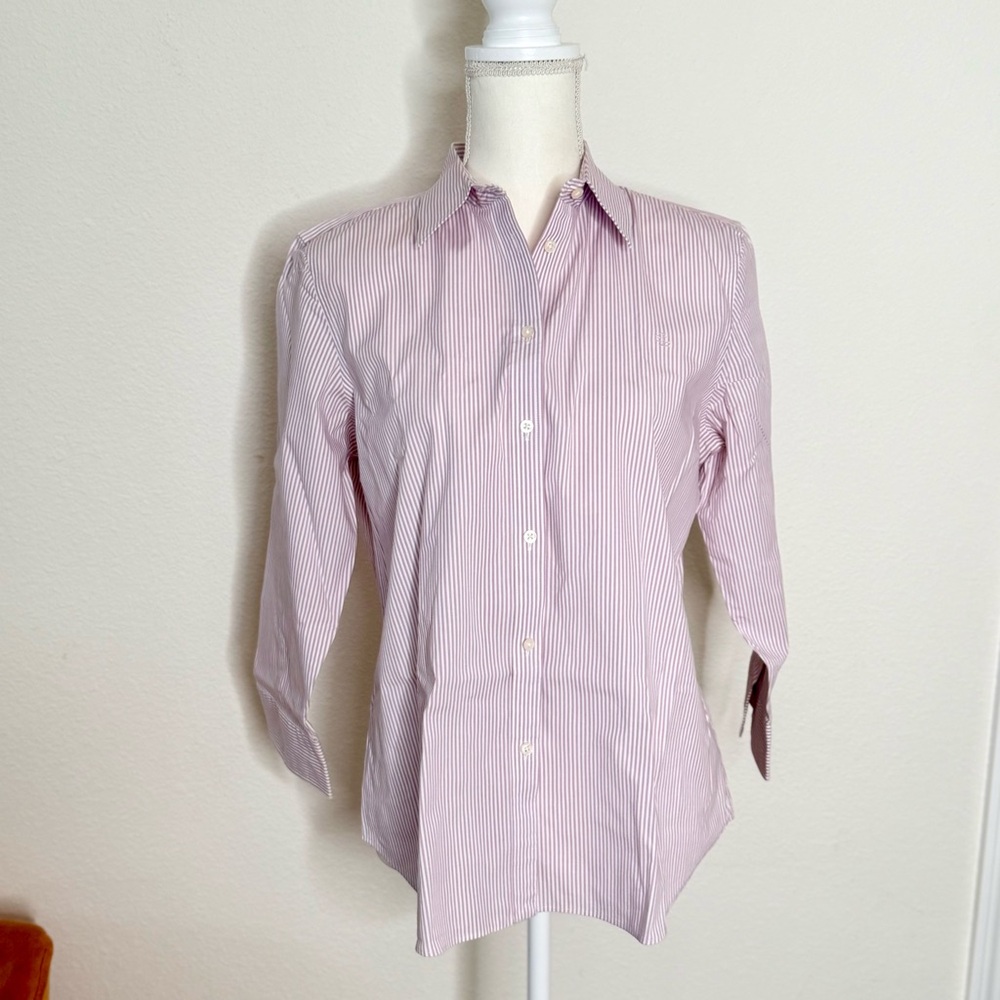 Ralph Lauren Pink & White Pinstripe Cotton Button-Down Shirt